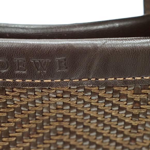 LOEWE Tote Bag Braided Basket Bucket Brown Leather Ladies - Picture 6 of 10